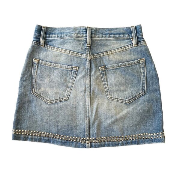 NWT Frame Denim Le Mini Skirt Studded,‎  Size 24, Blue with Silver Studs - Picture 2 of 15